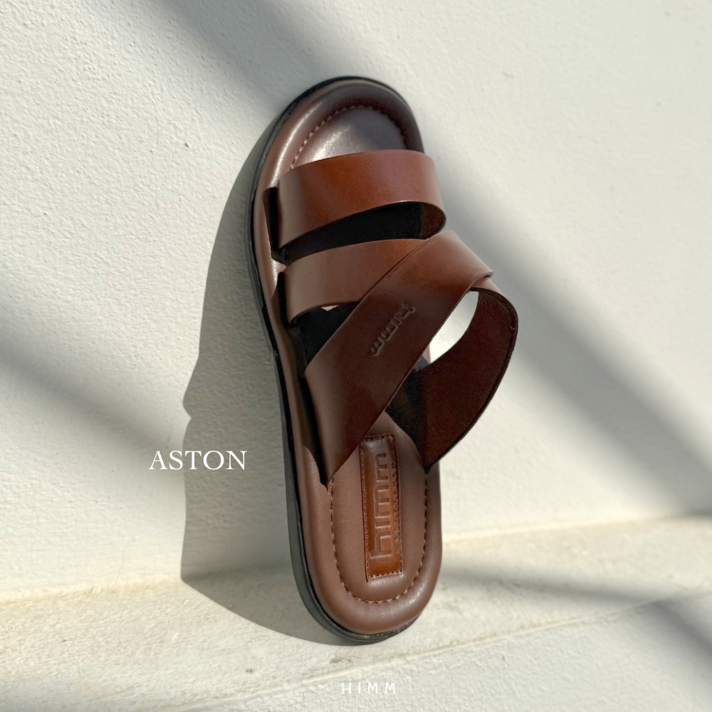 ASTON รองเท้าหนังแท้ By Himmshoes รองเท้าสวมหนังแท้ สาน แตะชาย2026