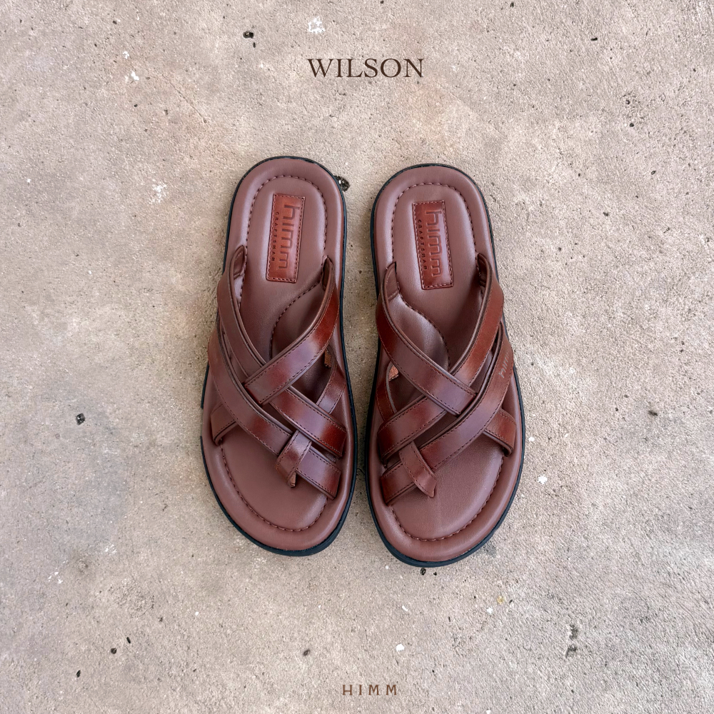WILSON รองเท้าสวมหนังแท้ By Himmshoes - Genuine Leather Sandals รองเท้ารัดส้นหนังแท้ สาน แตะชาย2026
