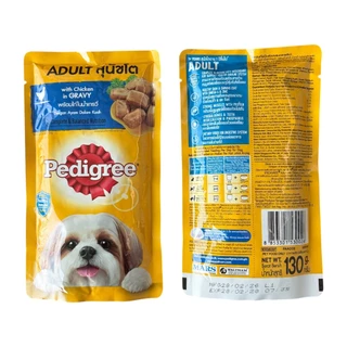 PEDIGREE ขนาดซองละ 130ก. เพดดิกรี อาหารหมาเปียกในน้ำเกรวี่ สุนัขโตและลูกสุนัข