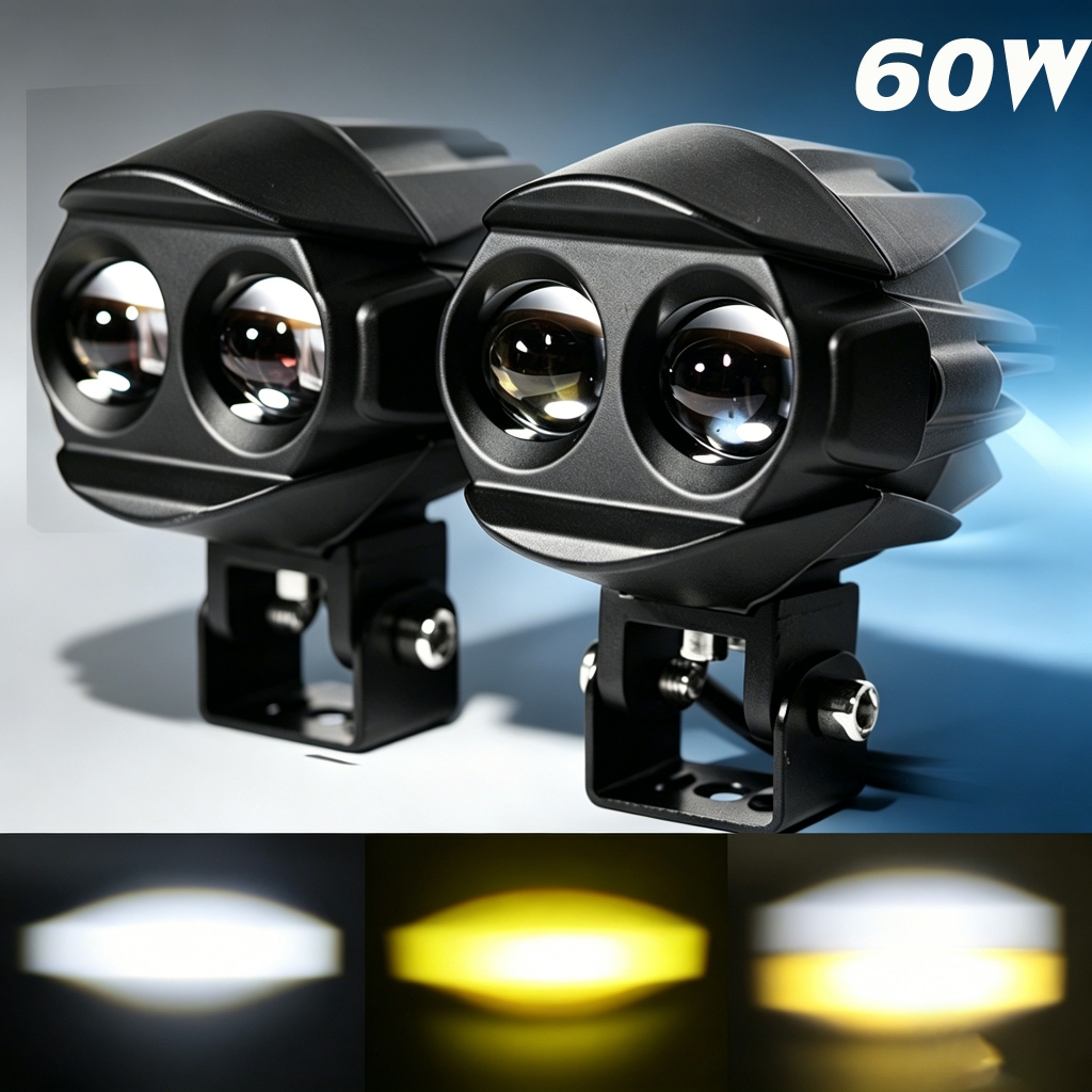 LED รถจักรยานยนต์ Waterbird ไฟสปอร์ตไลท์สีเหลืองสีขาวใกล้และไกล