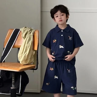 ชุดเสื้อโปโลปักลายสำหรับเด็ก สไตล์เกาหลี — ตกแต่งด้วยลวดลายปักอย่างจัดเต็ม น่ารักสุดๆ เนื้อผ้าสวมใส่สบาย