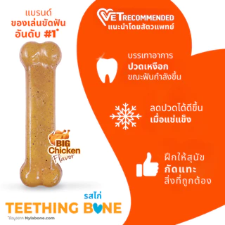 🇺🇸Made in USA🇺🇸 Nylabone Puppy Chew Teething Bone ของเล่นกระดูกแทะขัดฟันลูกสุนัข ลดอาการคันเหงือก รสไก่