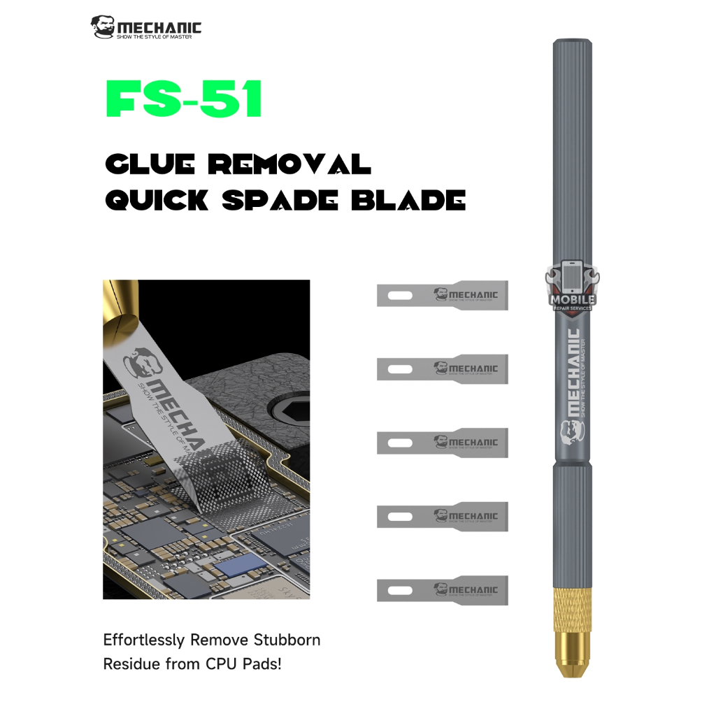 MECHANIC FS-51 กําจัดกาว Professional โทรศัพท์มือถือเครื่องมือบํารุงรักษามีดชิป IC กาวกําจัด Scraper Sheath
