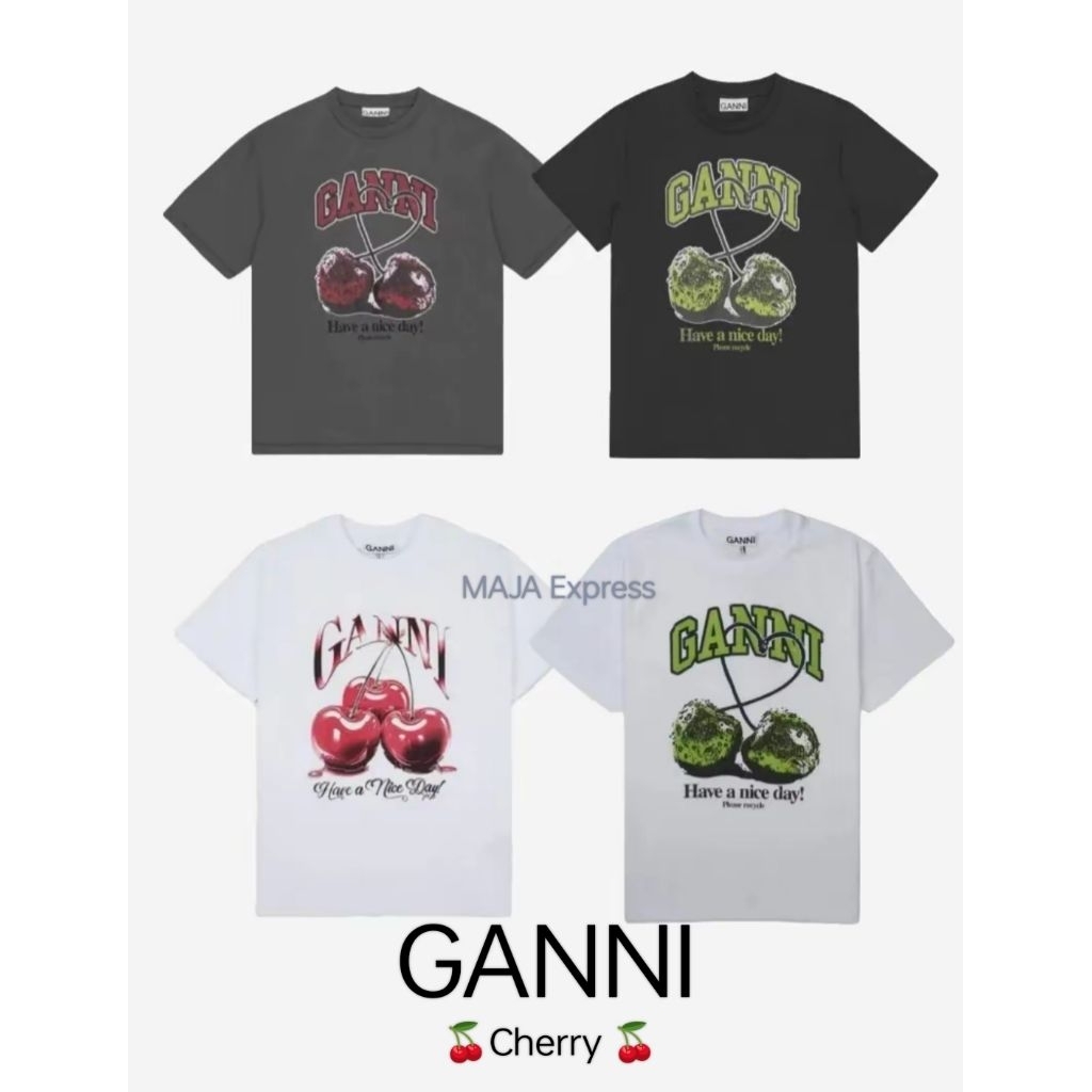 Ganni Future Heavy Cherry Drop Shoulder T-shirt