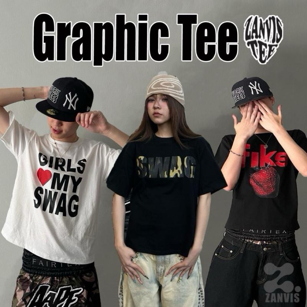 (Zanvis tee) Graphic Boxy Tee เสื้อยืดสกรีนลาย ผ้าคอตตอล100 เนื้อนุ่ม ใส่สบาย