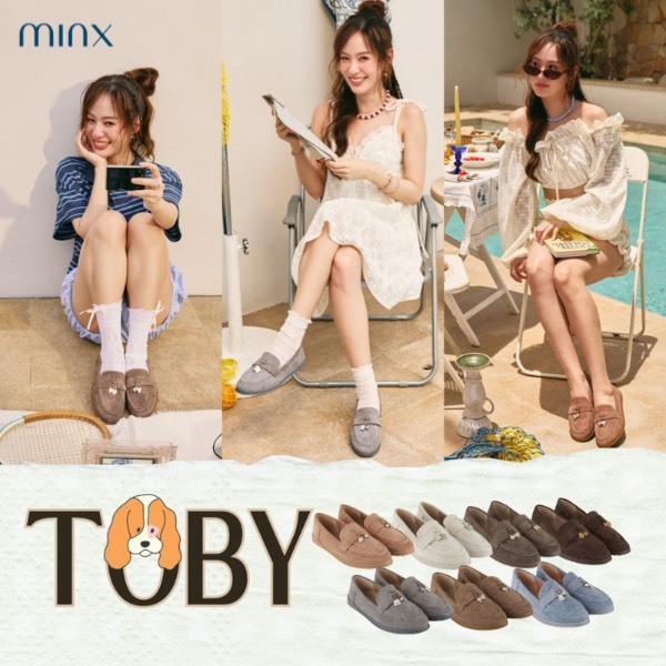 สีใหม่! Minx รุ่น Toby (palette2) รองเท้าโลฟเฟอร์ หนังกลับ พื้นบุฟองน้ำนุ่ม ประดับชาร์มน่ารัก