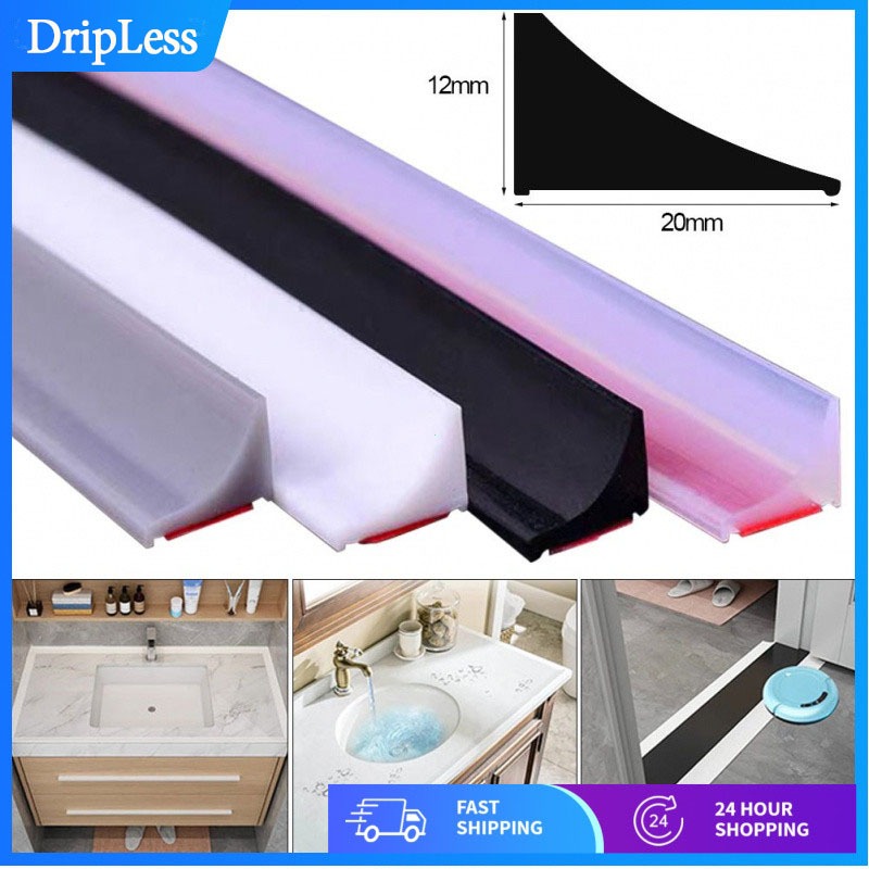 DripLess แถบกั้นน้ำซิลิโคน Silicone Water Stopper แบบมีกาว กันน้ำรั่ว งอได้ สำหรับห้องน้ำ ประตูกั้นอาบน้ำ