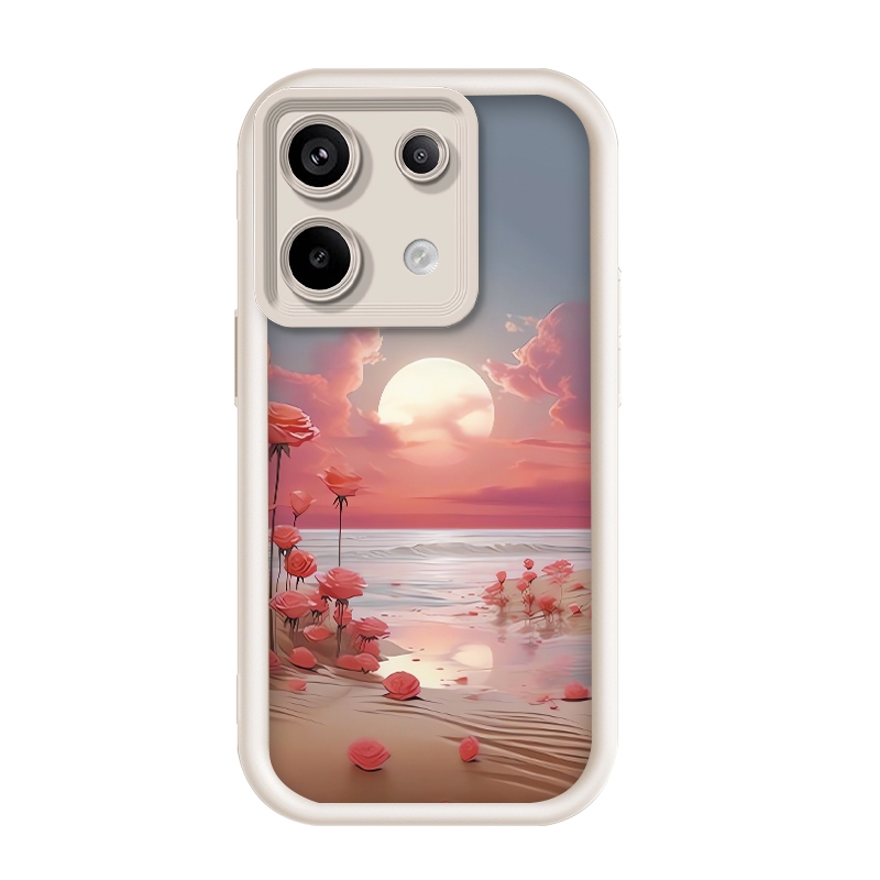 เข้ากันได้ Redmi Note 13 Pro 4G/POCO M6 Pro 4G,โรแมนติก Sunset Beach Rose Ocean ความงามโทรศัพท์กรณี