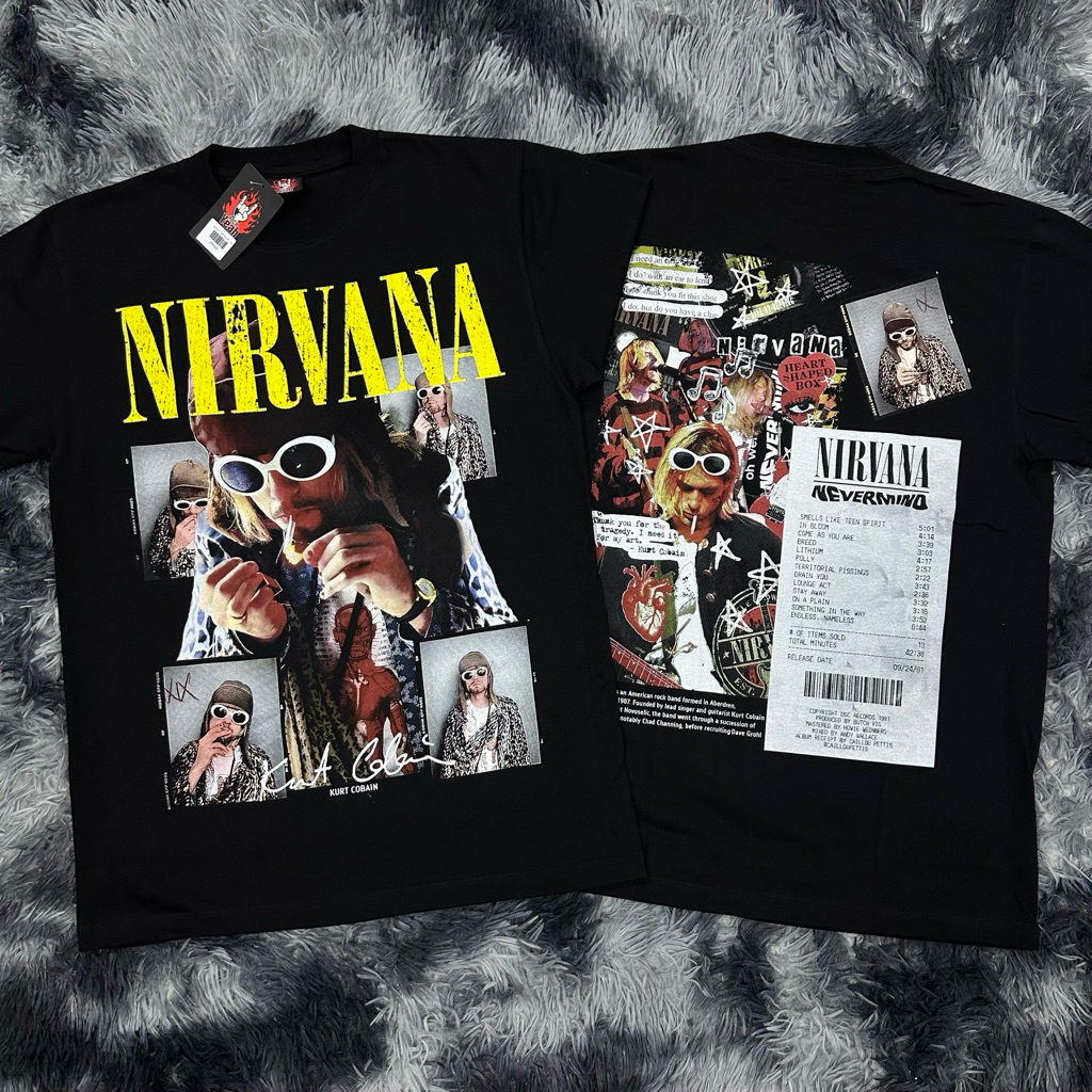 เสื้อยืด Nirvana ทัวร์ Nevermind ป้าย RockYeah ผ้าคอตตอน 100