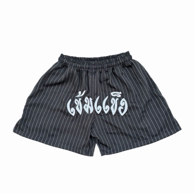 กางเกงเข้มแข็ง Khemkhaeng straight line fabric Shorts ขาสั้นเข้มแข็งดำลายเส้น
