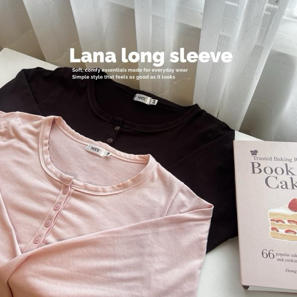 Lana long sleeve เสื้อแขนยาวคอยู ผ้าเรย่อนเกาหลี