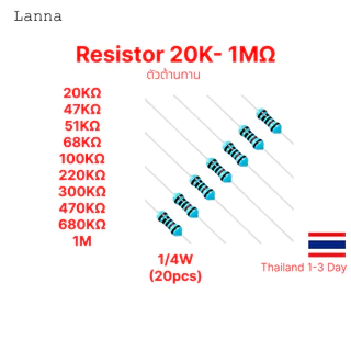 ตัวต้านทาน (R) 20,100 ชิ้น ค่า 10 - 1M 1% ขนาด 1/4W resister