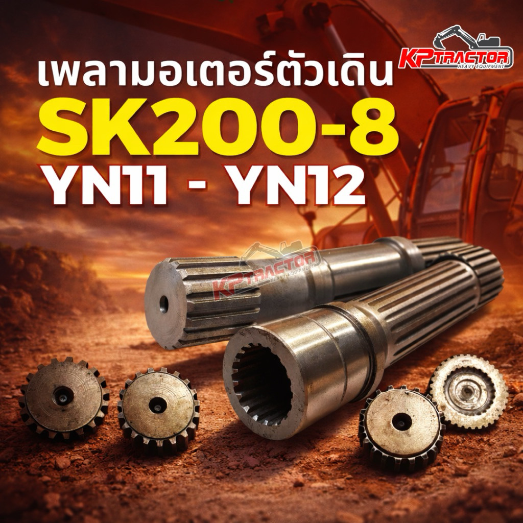 เพลามอเตอร์ตัวเดิน SK200-8 KOBELCO YN11 18ฟัน/19ฟัน / YN12 20ฟัน/25ฟัน
