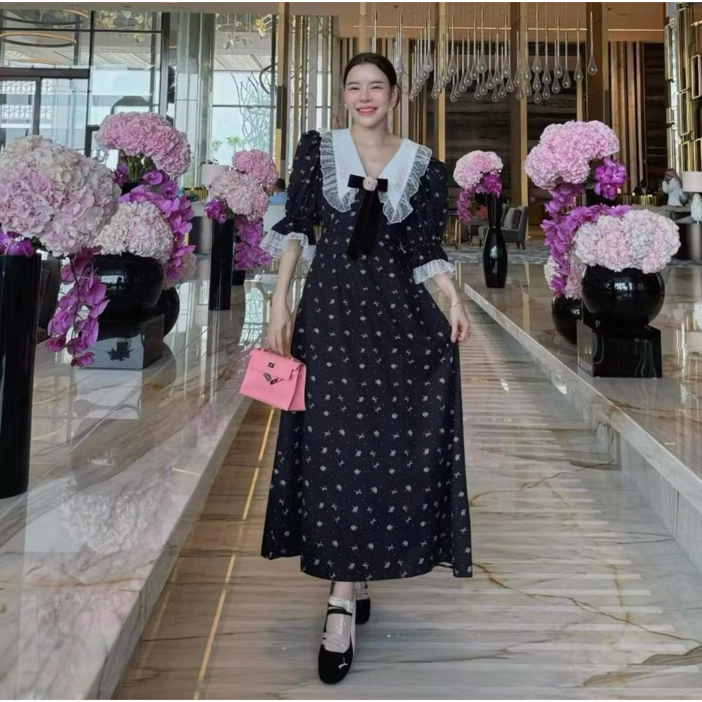 USED like new🤎(plus) FLAT2112 : JOANNE YOUNG MAXI DRESS  เดรสยาว ชุดออกงาน เดรสออกงาน แต่งลูกไม้ (FF