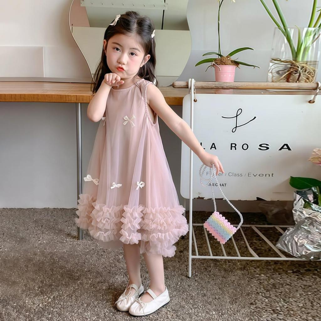 PRINCESS KESLI ดรสเด็กผู้หญิง ชุดราตรีเด็กหญิง ชุดเดรสกระโปรง แขนกุด สำหรับวันเกิด ปาร์ตี้ น่ารักมาก 1-9 ปี รูปที่ 4