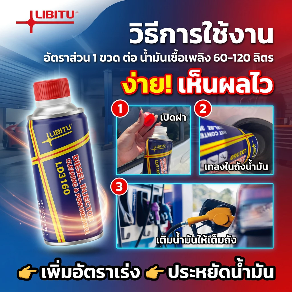 น้ำยาล้างหัวฉีด Libitu สูตรใหม่ สำหรับรถดีเซล-เบนซิน ล้างแคต ลดควันดำ thumbnail 5