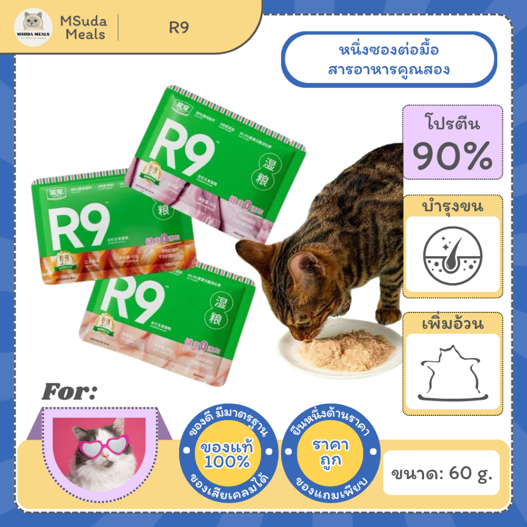 อาหารเปียกแมว R9 สูตรครบถ้วน 60g