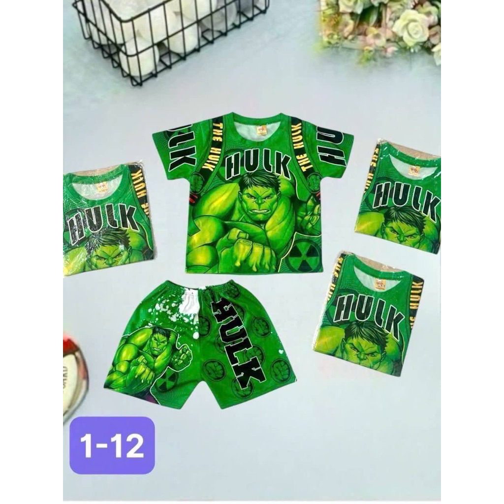 🪲The HUK เดอะฮัก ยักษ์เขียว เสื้อแขนสั้น เด็กผู้ชาย เด็กผู้หญิง ไซร้เด็ก 0-4 ปี