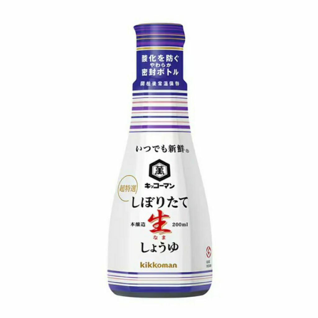 Kikkoman Shiboritate Nama Shoyu รสชาติกลมกล่อม 200ml ซอสถั่วเหลืองแท้ ไม่ผ่านความร้อน เหมาะสำหรับอาหารญี่ปุ่นและเอเชีย