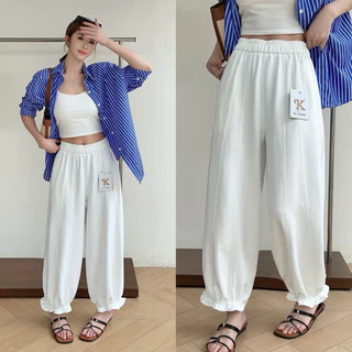 Reallyshops #216(K) กางเกงจินนี่ แต่งปลายขา เอวยางยืด ผู้หญิง