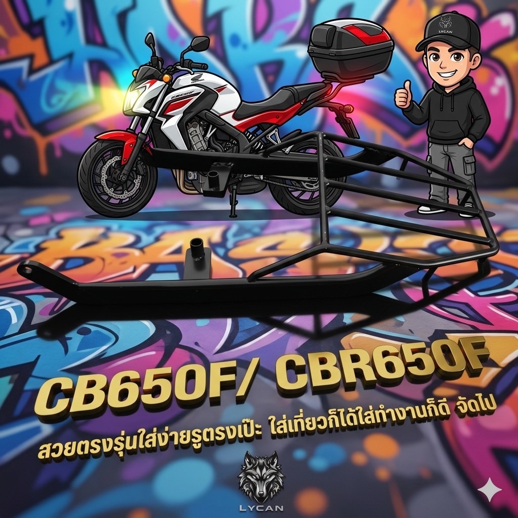 ตะแกรงเหล็ก ท้ายรถมอเตอร์ไซค์ สำหรับยึดกล่องท้ายรถมอเตอร์ไซค์ CB650F/CBR650F. LYCAN
