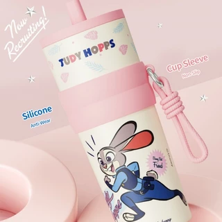 กระติกเก็บอุณหภูมิสแตนเลส316 ขนาด710ml ลายการ์ตูน มีหลอด+สายสะพาย พกพาและใช้ในรถได้