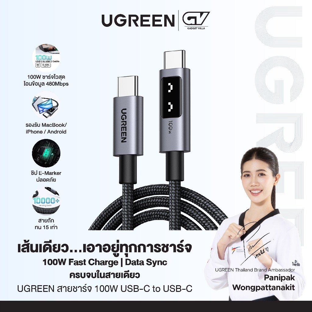 UGREEN Uno สายชาร์จ 100W USB-C to USB-C รองรับ PD ชาร์จเร็ว สําหรับ iPhone 16 Series Samsung S24 รุ่น L509