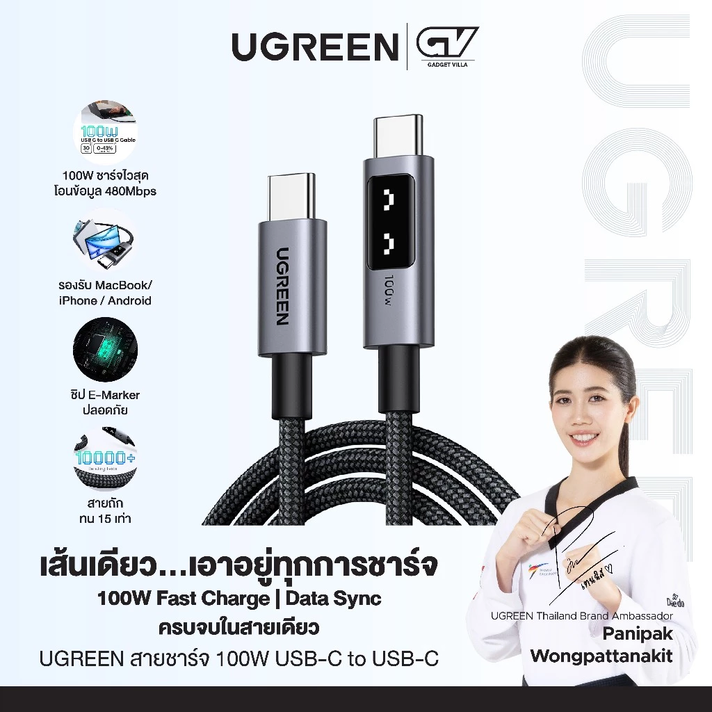 UGREEN Uno สายชาร์จ 100W USBC to USB C รองรับ PD ชาร์จเร็ว สําหรับ iPhone 16 Series Samsung S24 รุ่น L509
