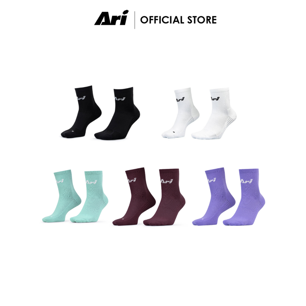 ARI ADEPT TERRY RUNNING QTR SOCKS - ถุงเท้าวิ่ง อาริ TERRY RUNNING QTR