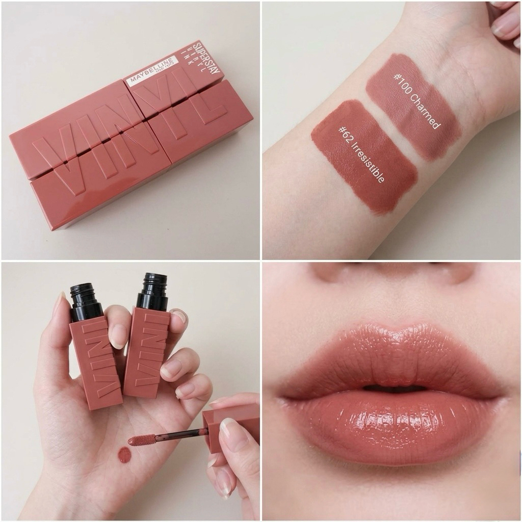 Maybelline Super Stay Vinyl Ink แนะนำ 2 สีนี้ ใช้ได้ทุกวันเลย เบอร์ 100 กับ 62 นู๊ดแบบสวย ไม่ป่วย สีขายดี ใครทาก็สวยอะ