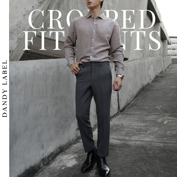 DANDY LABEL กางเกงสแลคผู้ชาย ทรงเต่อ ทรงครอป ปลายสอบ เอวยืดซ่อน Cropped Fit Pants ใส่สบาย ผ้ายืด