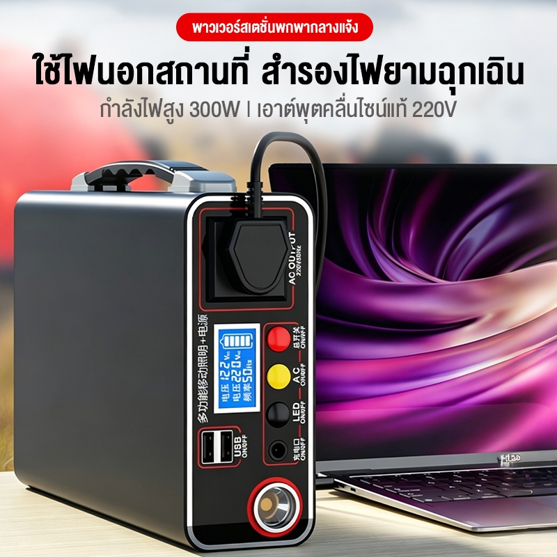 MENGCHI 300W 165WH สถานีไฟฟ้าแบบพกพา มาพร้อมกับแผงโซล่าเซลล์ Power Station เครื่องพลังงานแสงอาทิตย์​