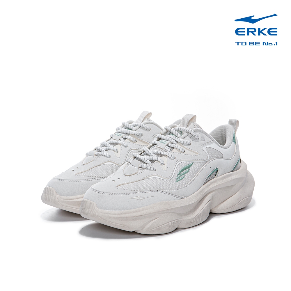 ERKE Women’s Jogging Shoes - Lightweight Sport Casual Sneakers - L.Grey/Grey-Green [12125302155-104]