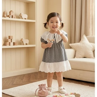 Hania kids - เดรสลูกไม้ตารางสุดคิ้วท์ พร้อมเสิร์ฟความน่ารักในชุดนี้เลยค่ะ K5125622
