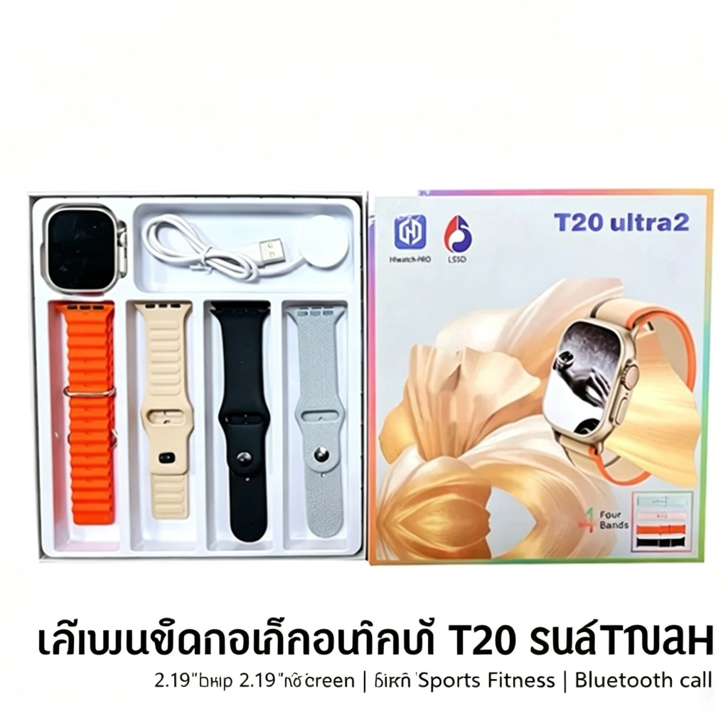 สมาร์ทวอทช์ T20 Ultra 2 ฟังก์ชันครบ แจ้งเตือนไลน์ เฟสบุ๊ก