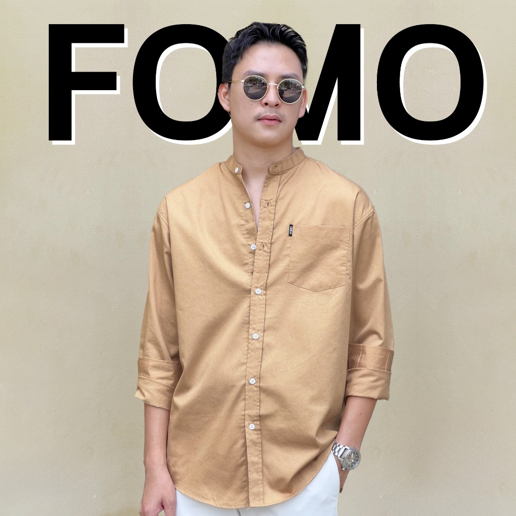 FOMO-เสื้อเชิ้ตคอจีน สีเบจ เสื้อเชิ้ตคอจีน เสื้อคอจีน เสื้อสีเบจ เสื้อใส่ทำงาน