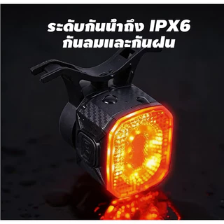 ไฟท้ายจักรยานอัจฉริยะ เซนเซอร์เบรกอัตโนมัติ ทรงสี่เหลี่ยม ลายคาร์บอนไฟเบอร์ ชาร์จ USB กันน้ำ IPX6 สว่างมาก ปรับได้หลายโห