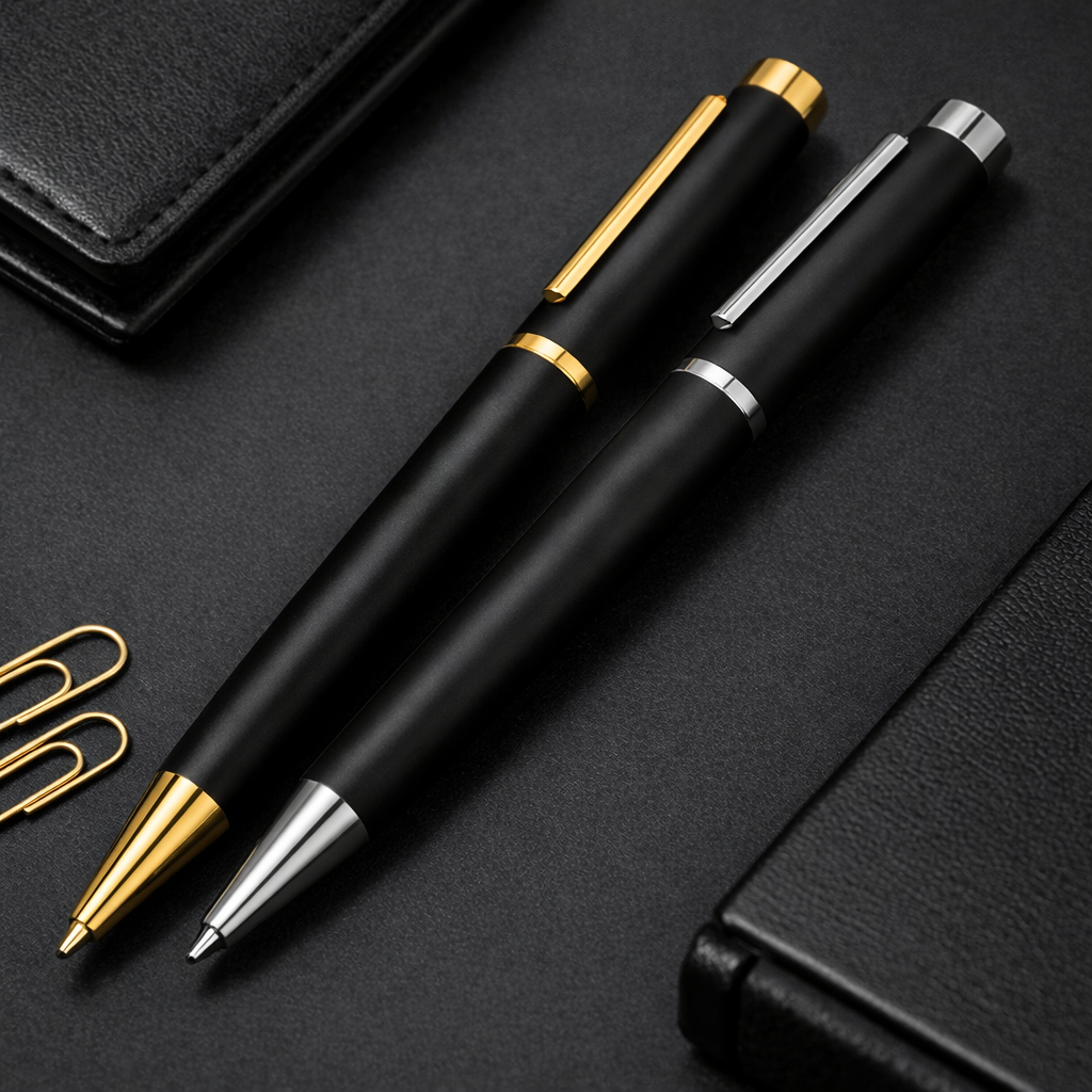ปากกาลูกลื่น MR.PEN สลักชื่อ และ เลือกเลขมงคล 10 เลข ฟรีพร้อมกล่อง แพ็คคู่ สีทอง และ สีเงิน
