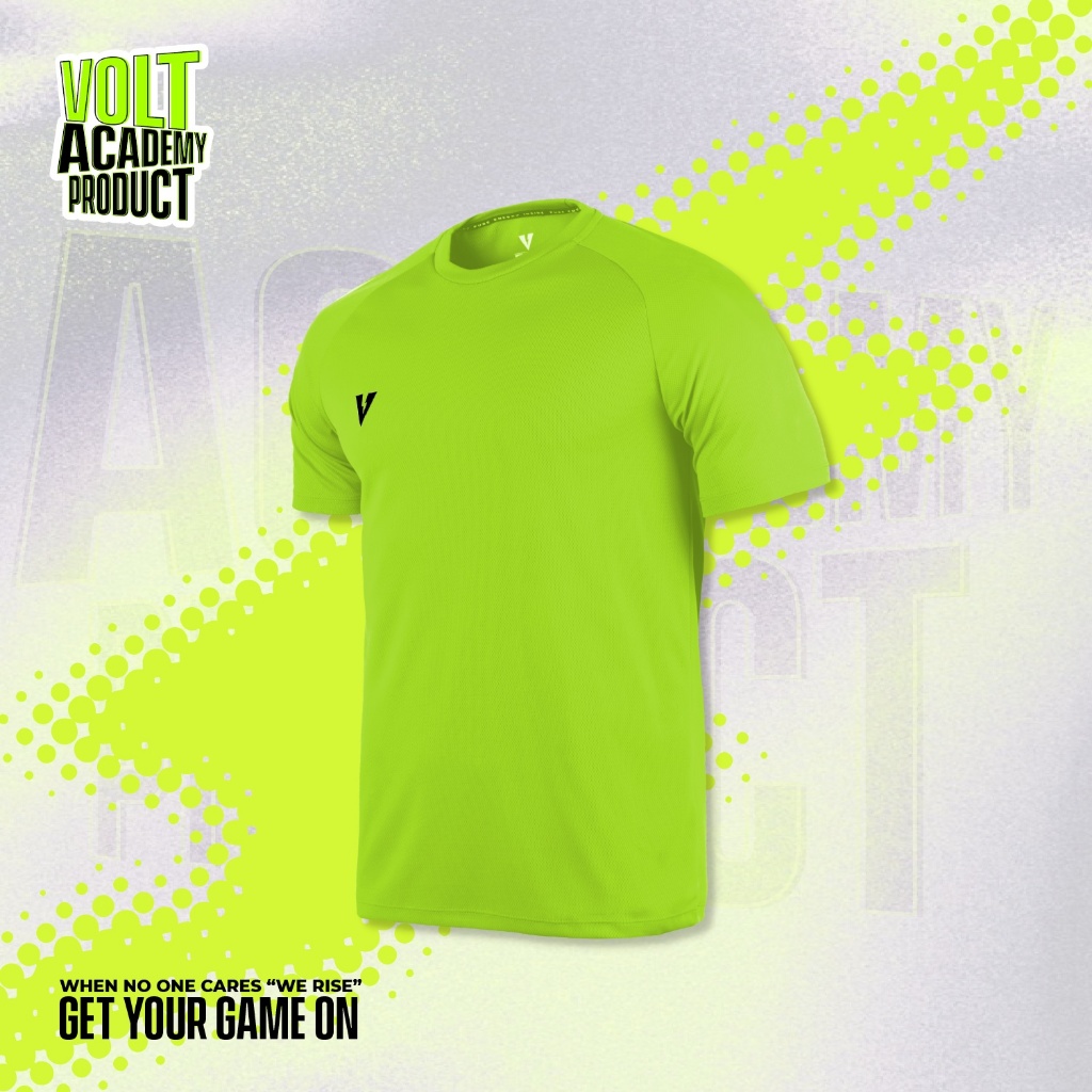 VOLT เสื้อซ้อมฟุตบอล เสื้อกีฬา แขนสั้น รุ่น VECTOR 001 สีเขียวสะท้อนแสง ผ้าแห้งไว Football Training Jersey Neon Green