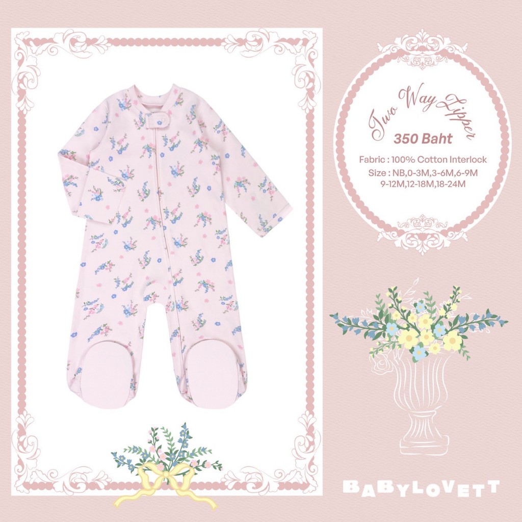 [Babylovett] 23 Villa Fontaine - Two-Way Zipper ชุดนอนคลุมเท้า