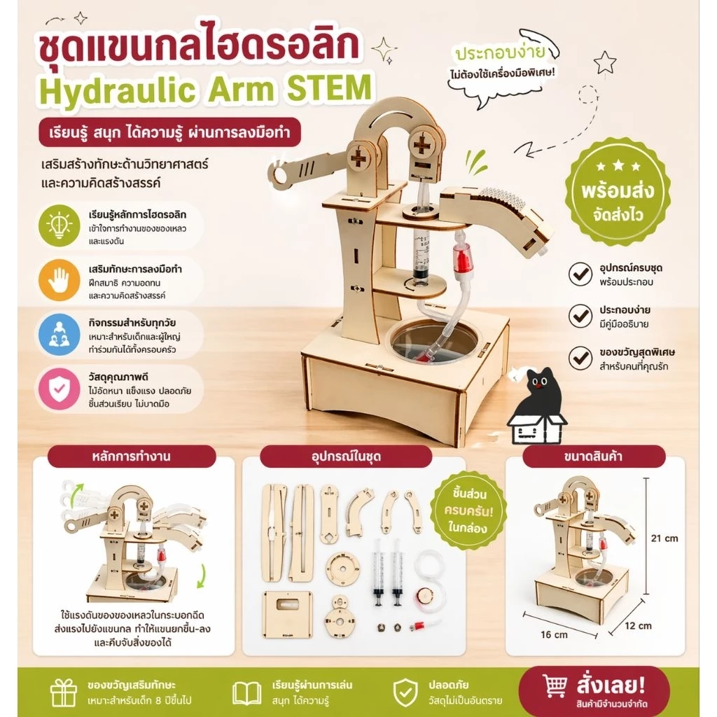 สิ่งประดิษฐ์ การทดลองวิทย์ DIY ปั๊มน้ำมือ ของเล่นวิทยาศาสตร์และเทคโนโลยีการผลิตขนาดเล็ก พร้อมส่งจากไทย
