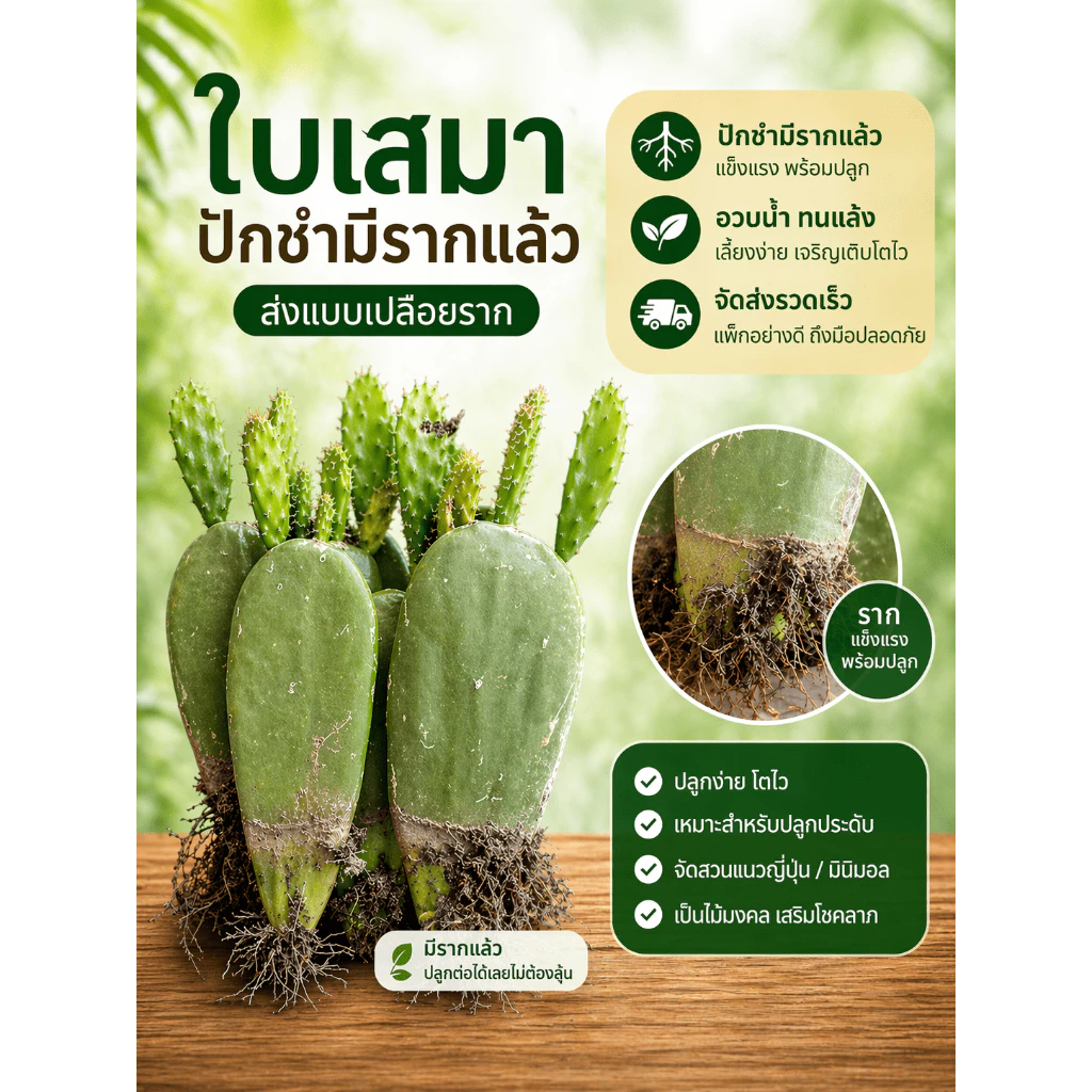 ใบเสมา โอพันเทีย ชำมีรากแล้ว อวบแข็งแรง ติดหน่อบ้าง(ส่งแบบถอดกระถางเคาะดิน)