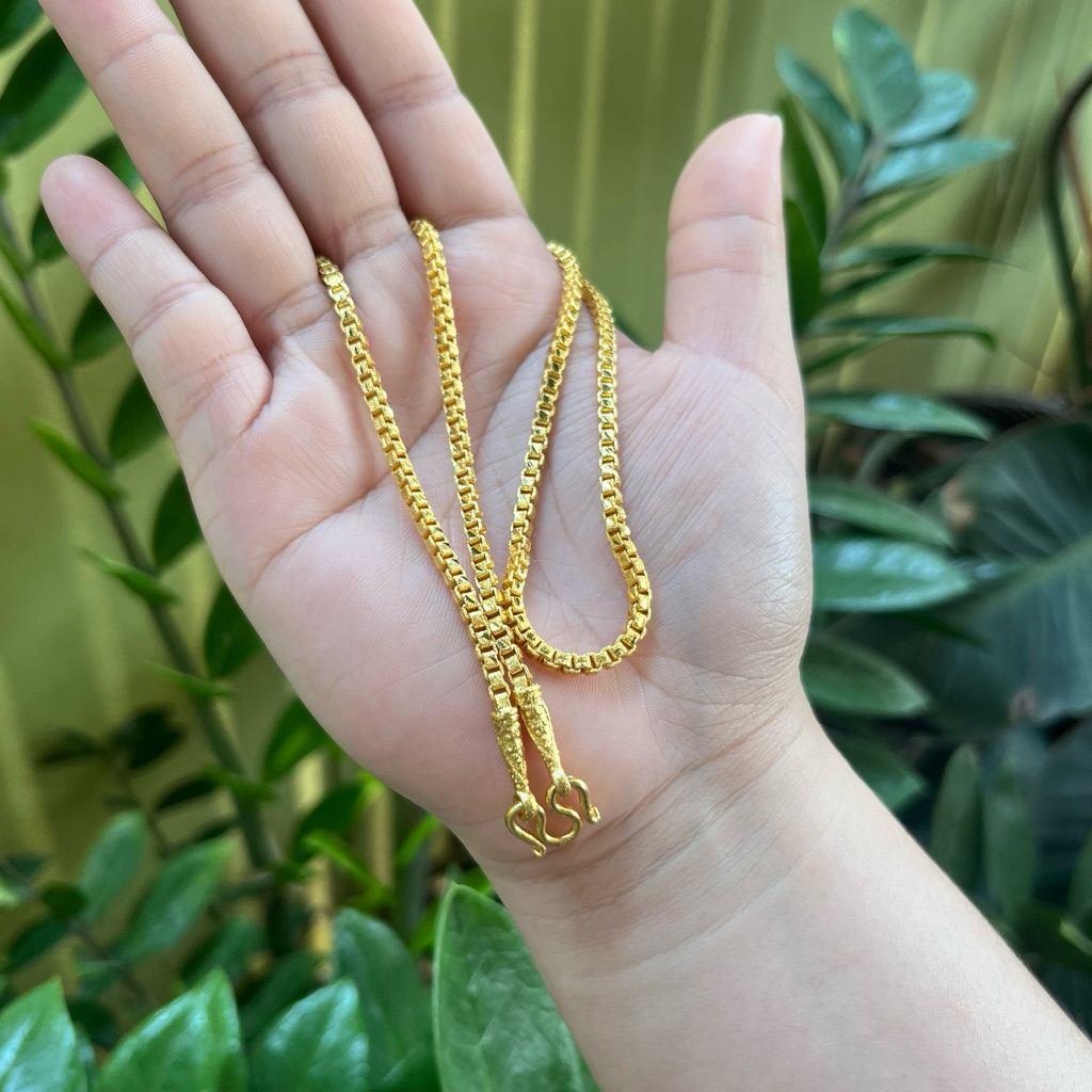 สร้อยคอลายปล้องเหลี่ยม น้ำหนัก2 บาท ยาว24 นิ้ว ชุบทอง24k