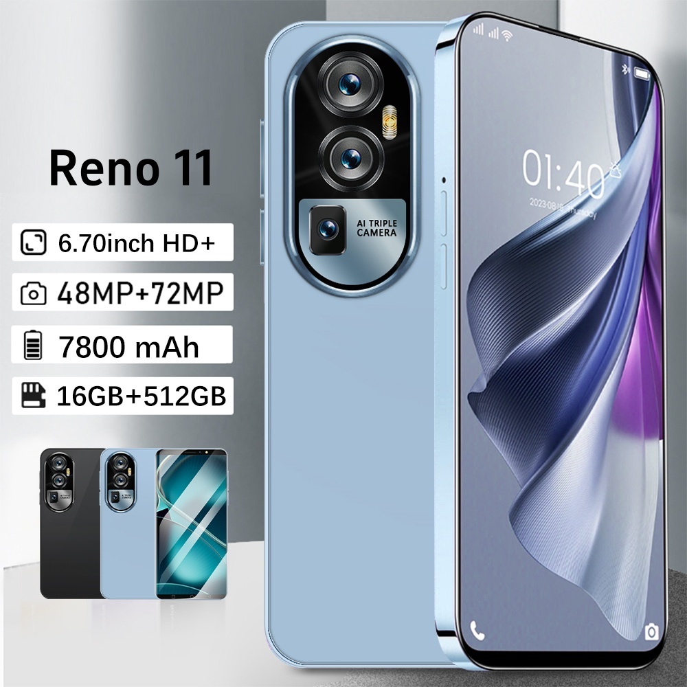 โทรศัพท์มือถือ Reno11 6.7นิ้ว รองรับ2ซิม แรม16GB รอม512GB 7800mAh รองรับ 2 ซิมการ์ด โทรศัพท์มือถือราคาถูก