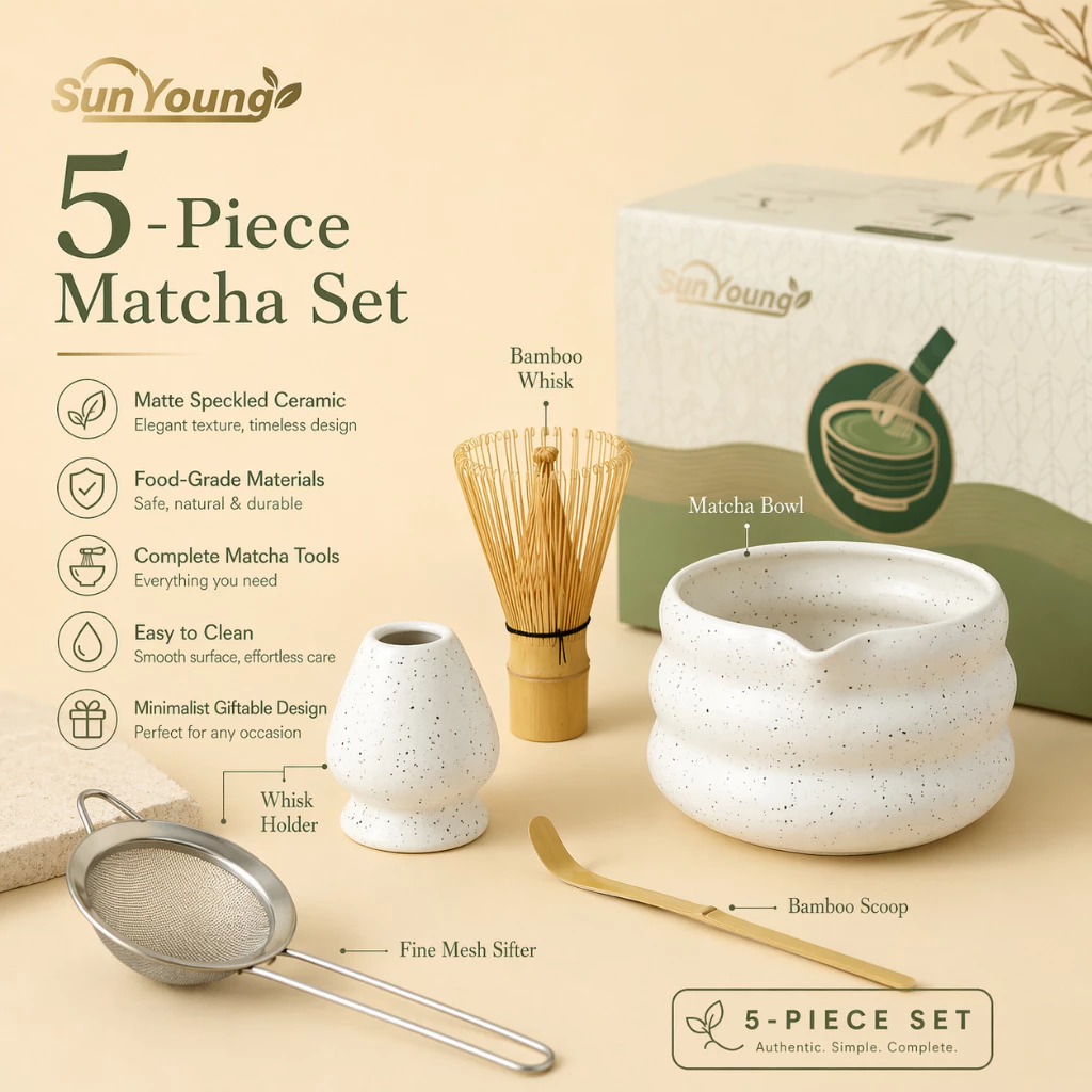 🍵ชุดชงมัทฉะ 5 ชิ้น กล่องหรู chawan matcha set bowl งานคราฟต์ระดับมาสเตอร์ จากญ✨ ถ้วยชงมัทฉะ ถ้วยชงชาเขียว แปรงชงชา thumbnail 3