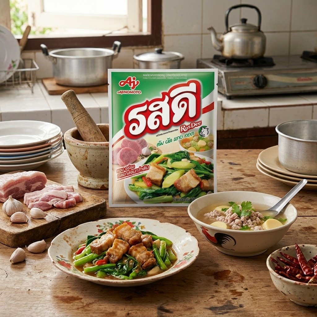 รสดี ซุปผงรสหมู (RosDee Pork Flavor) มีให้เลือก 3 ขนาด  400 ก. / 800 ก. / 1.5 กก.