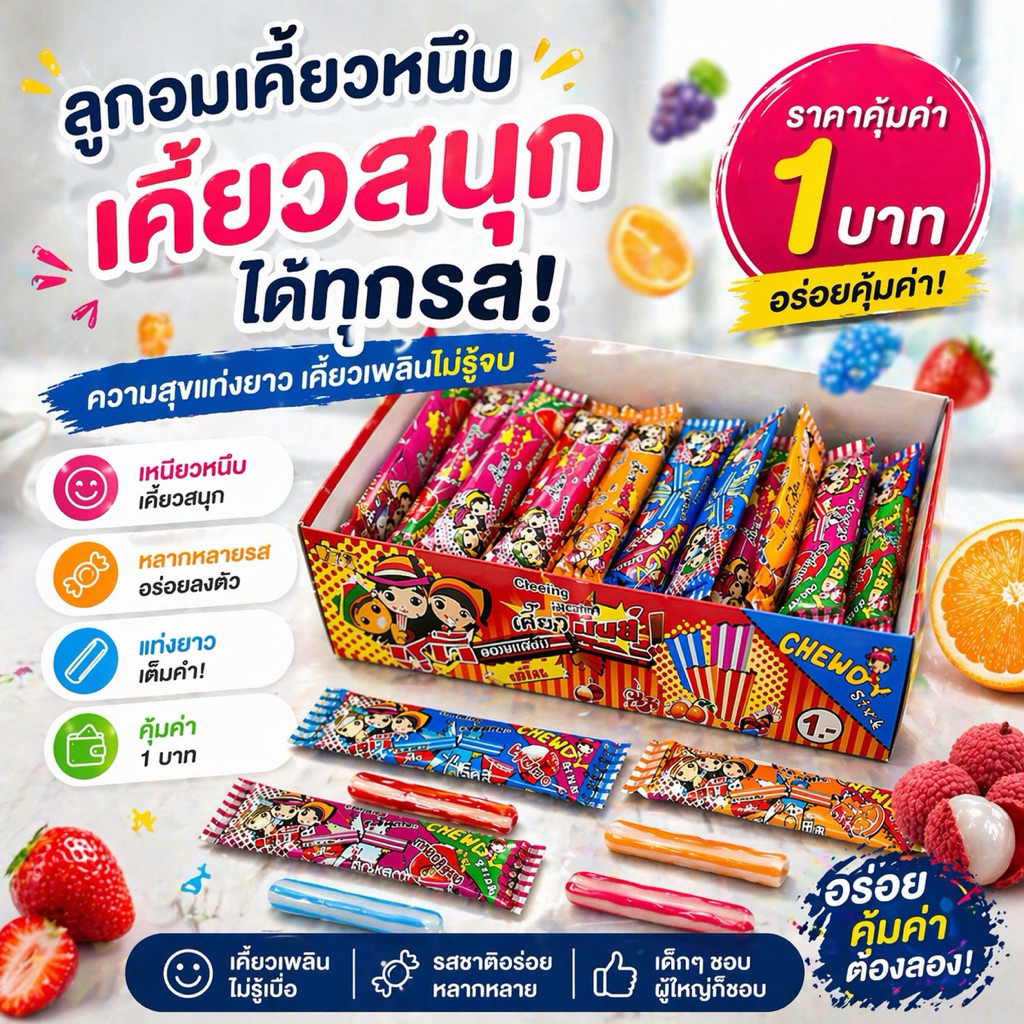 JSB Candy ลูกอมแท่ง ชูดี้สติ๊ก (ยกกล่อง) 50 ชิ้น