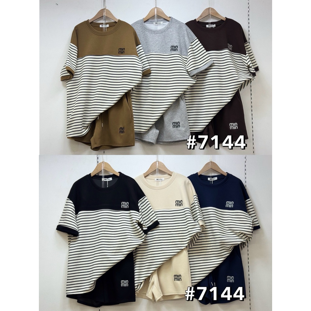 7144 ป้าย bechic  เซต2ชิ้น เสื้อโอเวอร์ไซส์ เนื้อผ้านิ่มใส่สบาย เนื้อไม่หนาไม่บาง  กางเกงมีเชือกผูก 