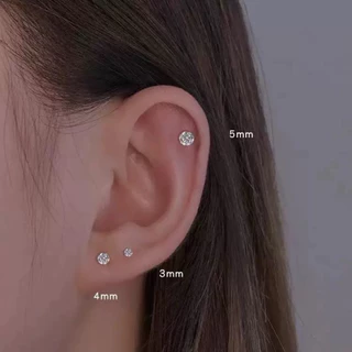 💞ต่างหู CZ กลม ก้านสแตนเลส เหมาะสำหรับคนแพ้ง่าย (ราคา 1 คู่)