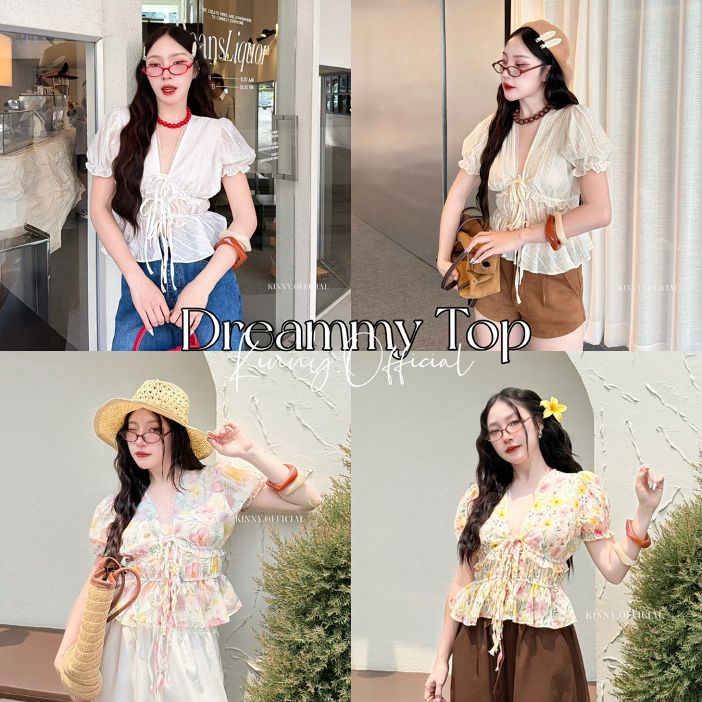 Dreammy Top เสื้อแขนตุ๊ดตาผู้หญิง ผูกโบว์หน้า